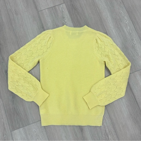 27 Miles cashmere Hinnen crewneck sweater Delicate Pointelle Stitch yellow XS - Picture 6 of 8